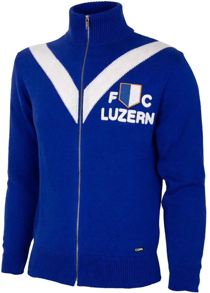 861x1200-19 COPA - FC Luzern 1959/60 Retro Voetbalvest - Heren - Blauw - M - Afbeelding 1