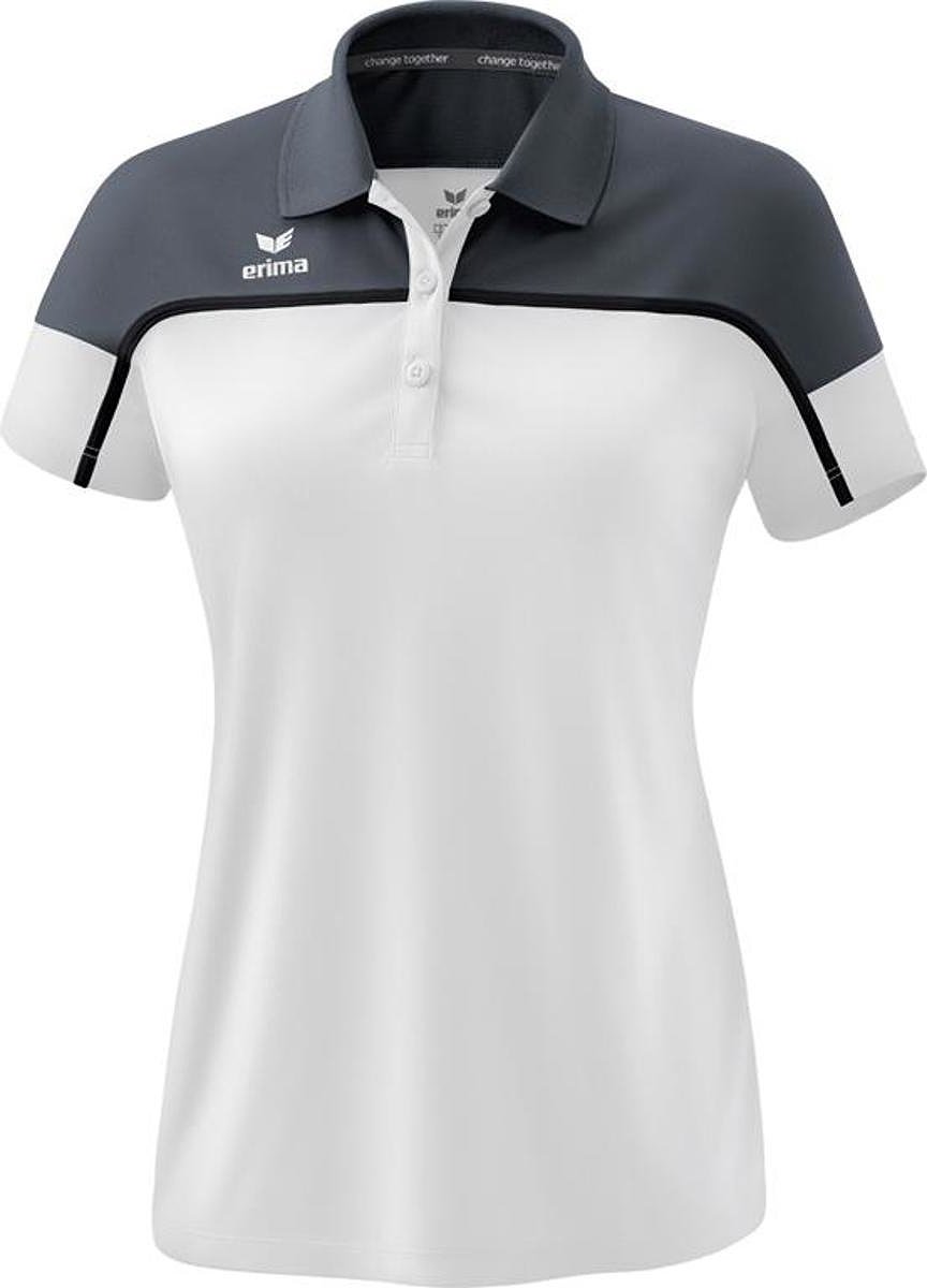 864x1200-13 Erima Change Polo Dames - Wit / Slate Grey / Zwart | Maat: 36 - Afbeelding 1