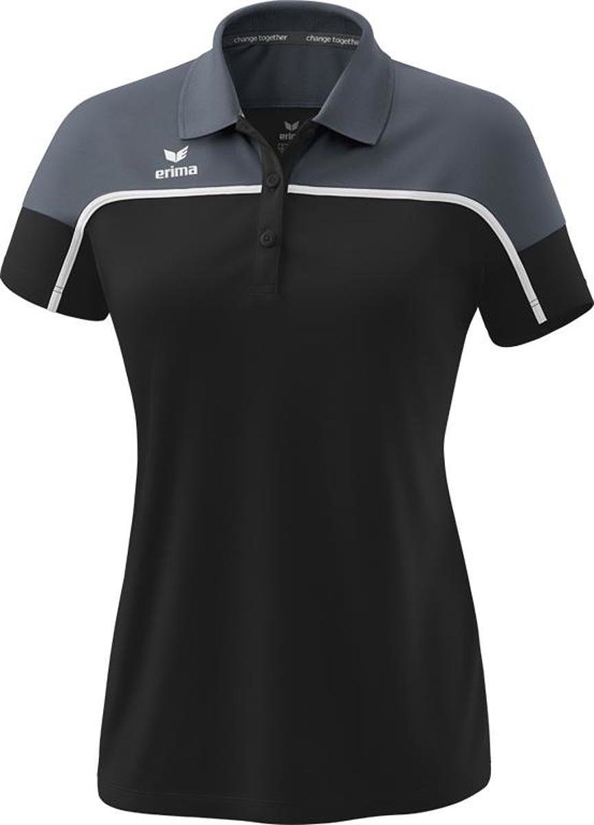 864x1200-17 Erima Change Polo Dames - Zwart / Slate Grey / Wit | Maat: 36 - Afbeelding 1