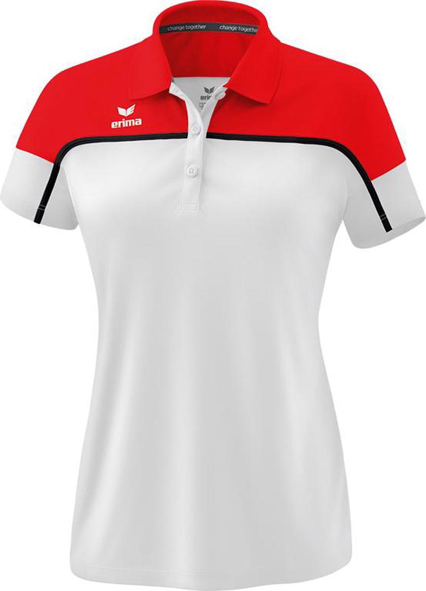 864x1200-26 Erima Change Polo Dames - Wit / Rood / Zwart | Maat: 40 - Afbeelding 1