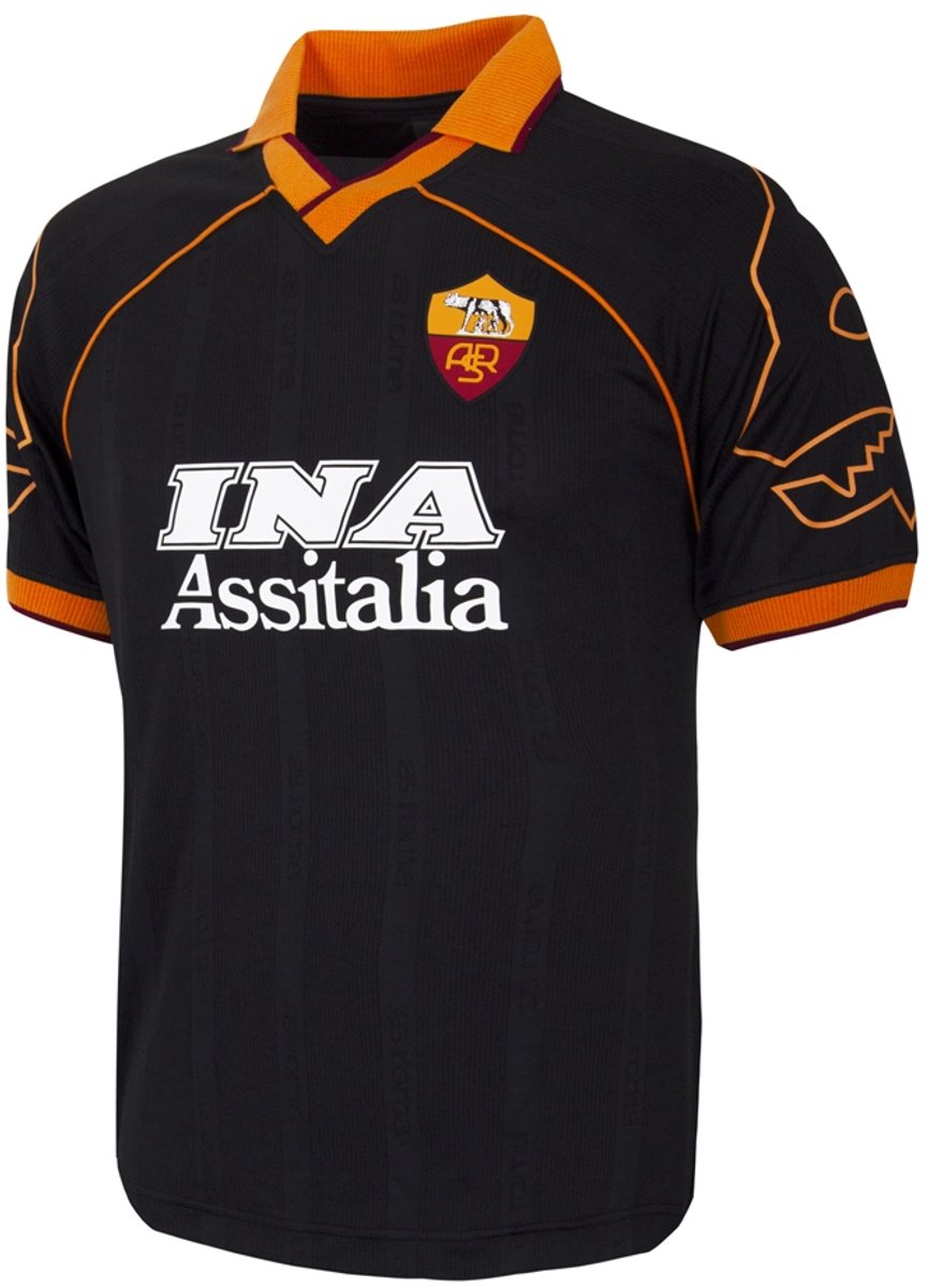 866x1200-5 COPA - AS Roma 1999/00 Third Retro Voetbalshirt - Heren - Zwart - XL - Afbeelding 1