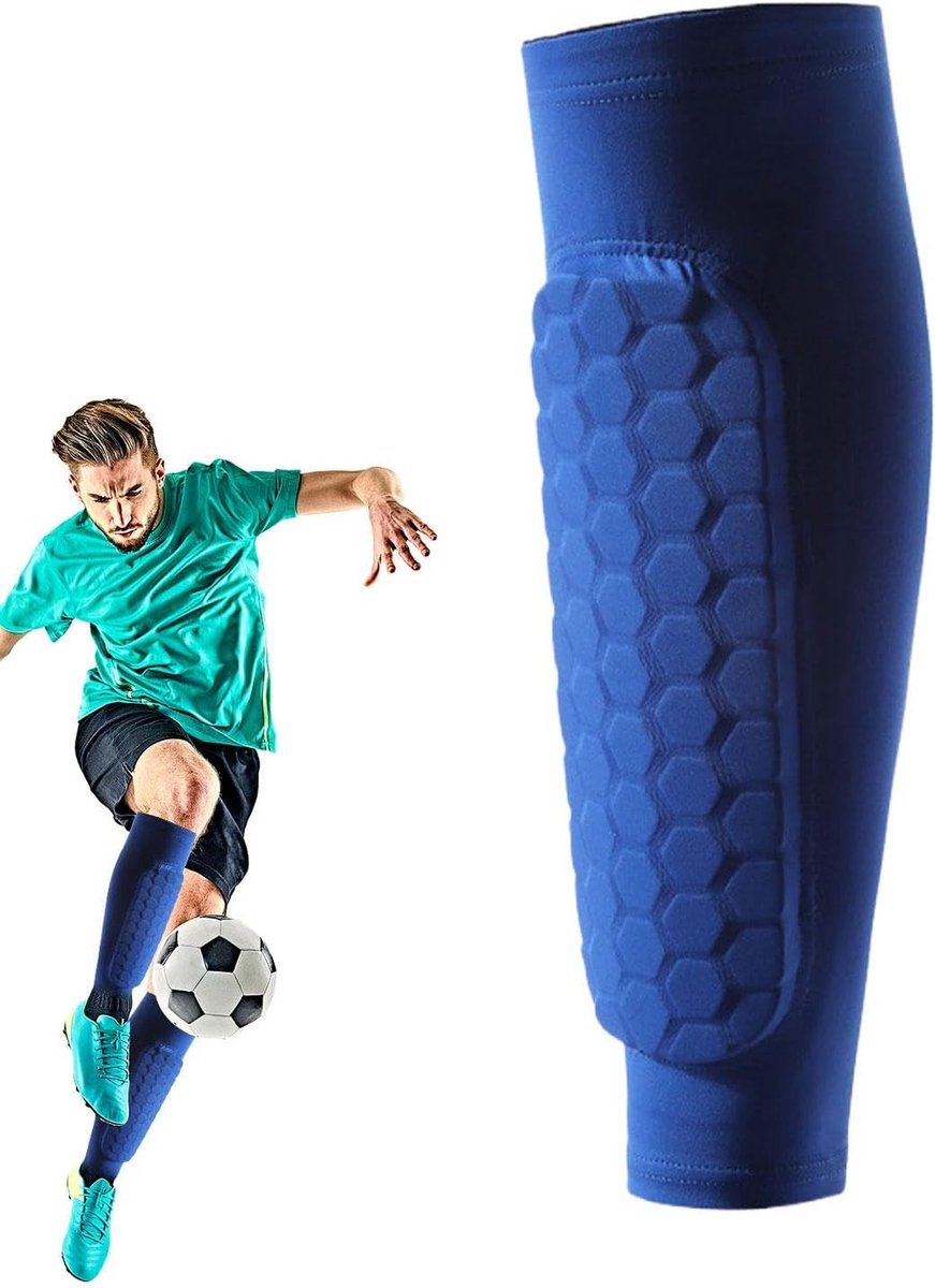 871x1200-28 Scheenbeschermers Voetbal - Sport Beschermers - Veilige Sport - Ademend Polyester - M - Blauw - Afbeelding 1