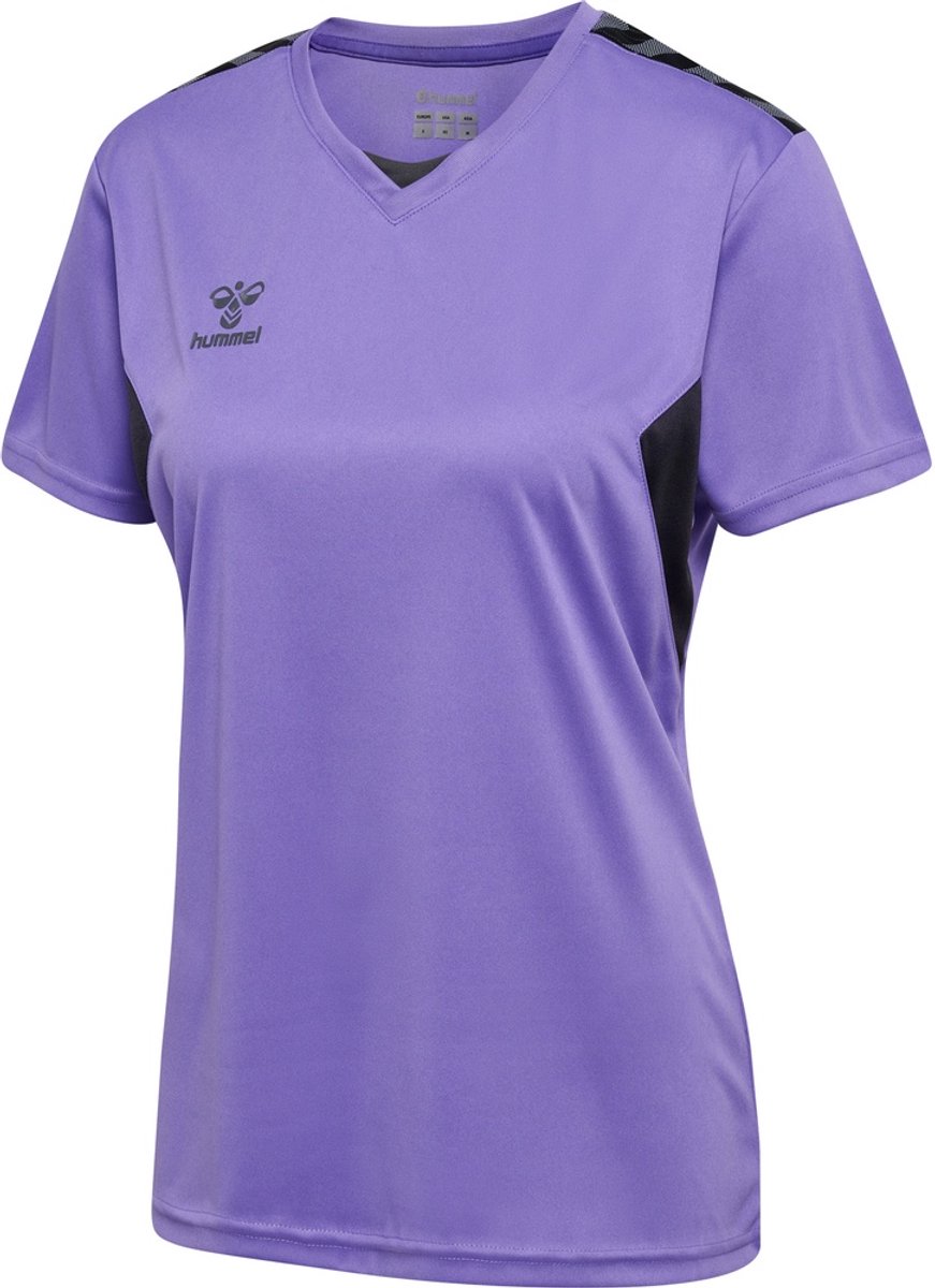 871x1200-38 Hummel Damen T-Shirt Hmlauthentic Pl Jersey S/S Woman Dahlia Purple/Asphalt-S - Afbeelding 1