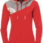 Kempa Core 2.0 Hood Jacket Dames Rood-Donker Grijs Melange Maat S