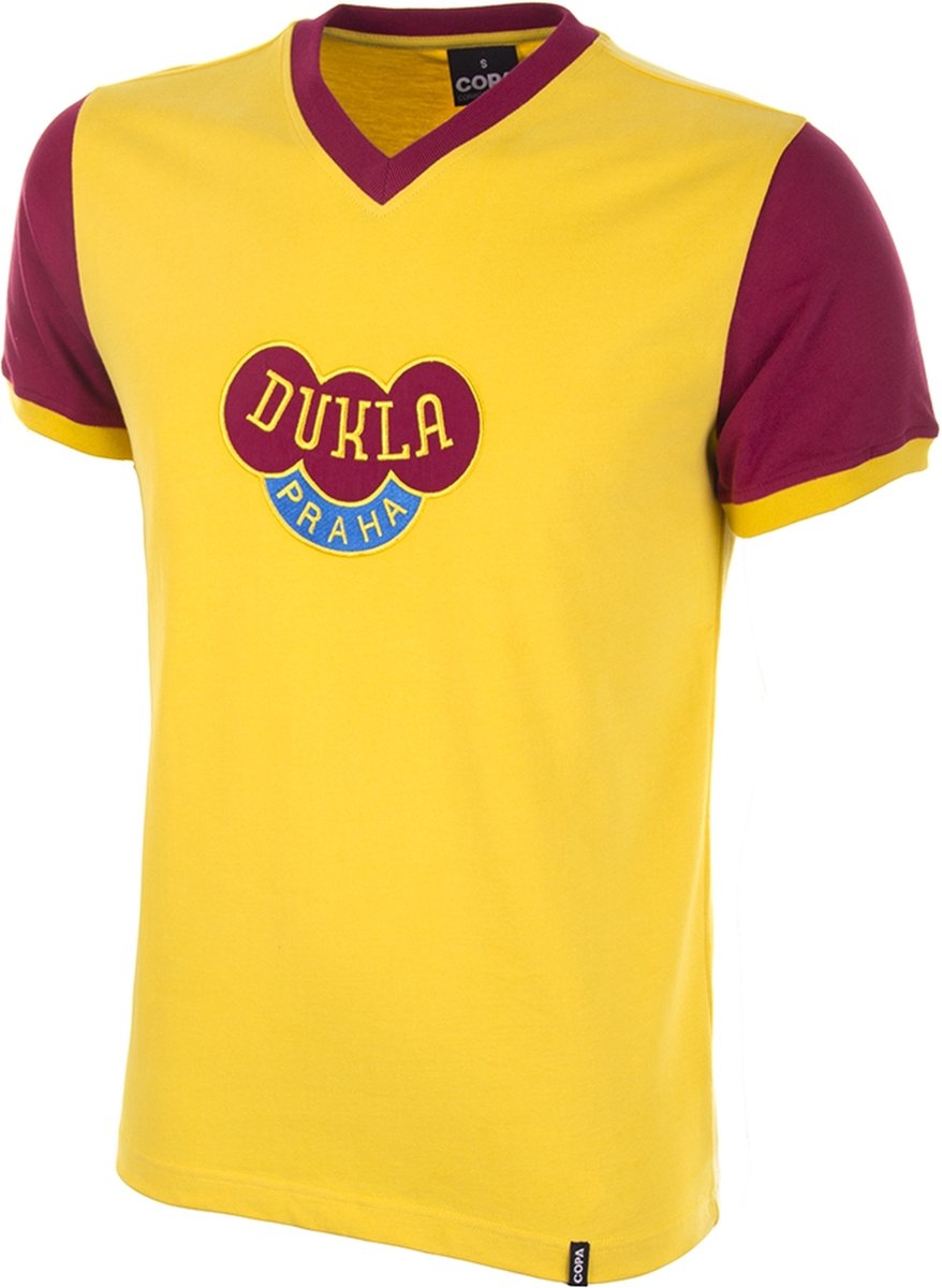878x1200-19 COPA - Dukla Praag Uitshirt 1960's Retro Voetbalshirt - Heren - Geel - S - Afbeelding 1