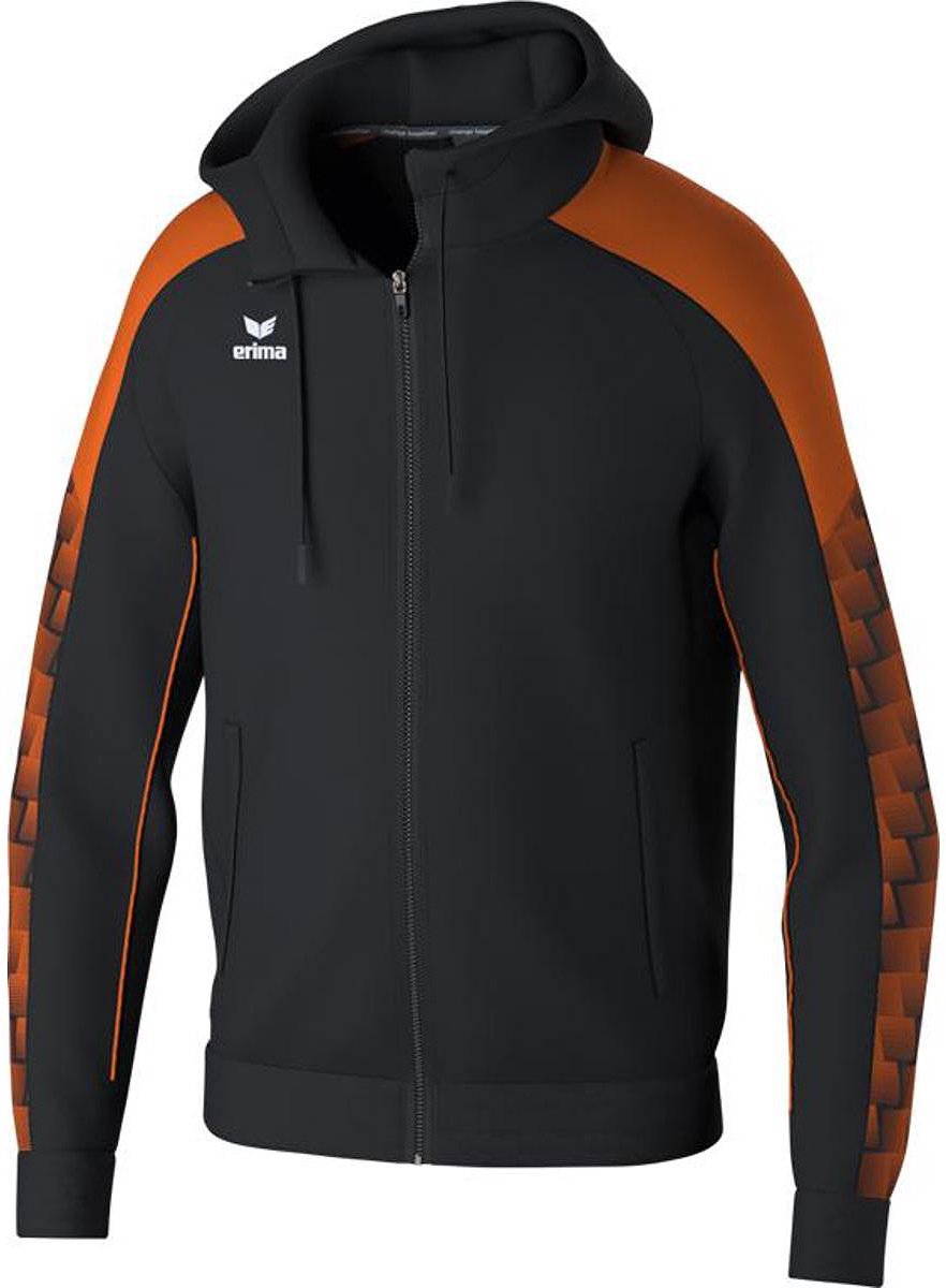 882x1200-101 Erima Evo Star Trainingsjack Met Capuchon Kinderen - Zwart / Orange | Maat: 128 - Afbeelding 1