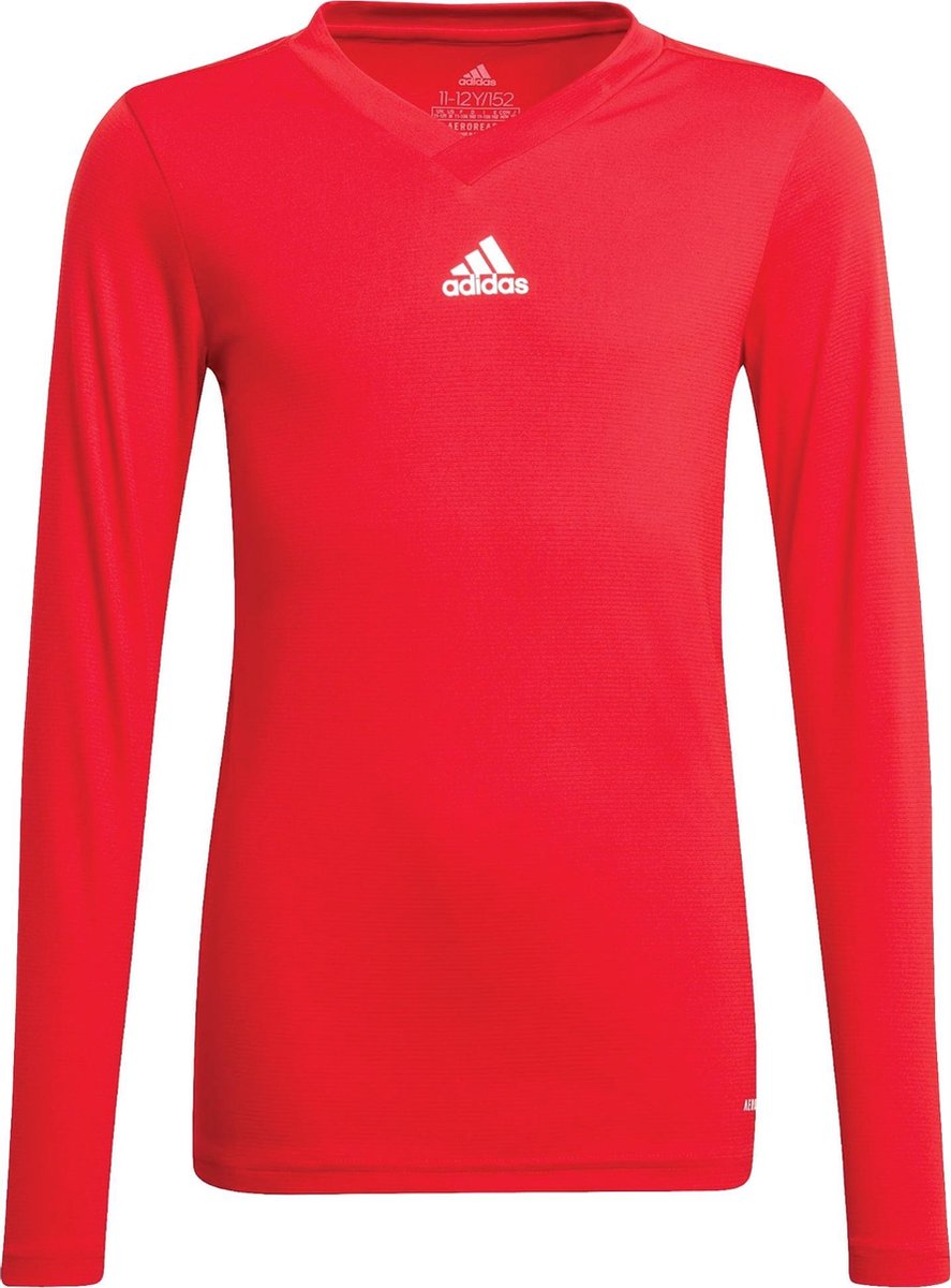 887x1200-48 adidas Team Base Longsleeve Junior Sportshirt - Maat 152 - Unisex - Rood/Wit - Afbeelding 1