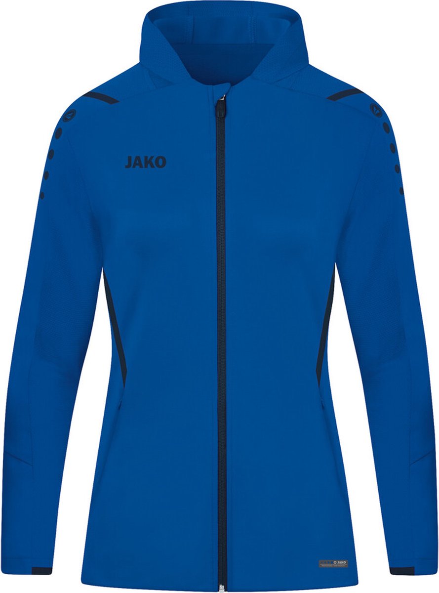889x1200-12 Jako Challenge Jas Met Kap Dames - Royal / Marine | Maat: 44 - Afbeelding 1