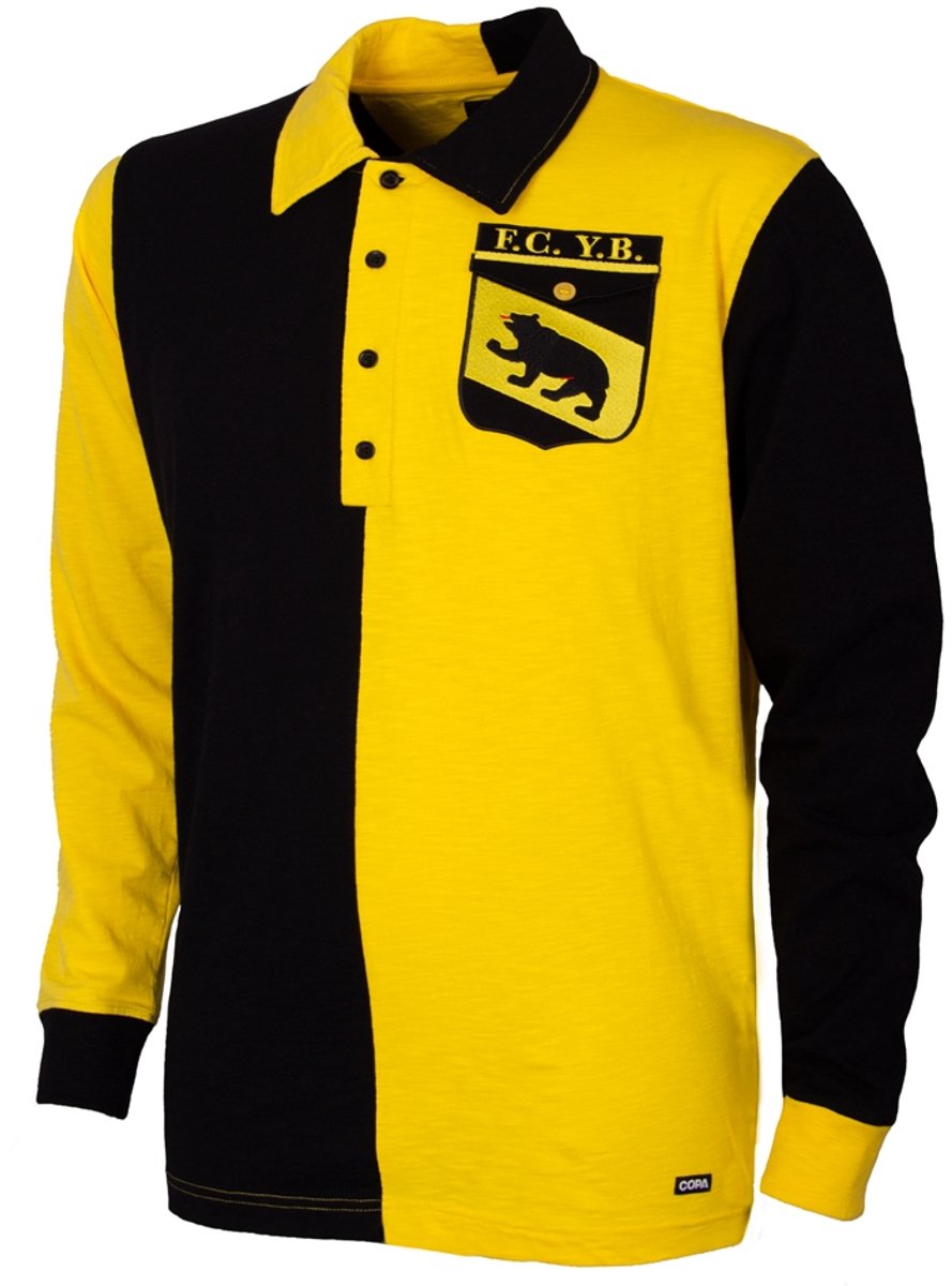 889x1200-36 COPA - BSC Young Boys 1900 Retro Voetbalshirt - Heren - Zwart - Geel - L - Afbeelding 1