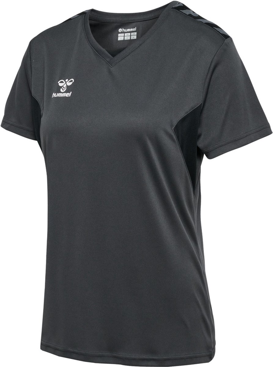 893x1200-41 Hummel Damen T-Shirt Hmlauthentic Pl Jersey S/S Woman Asphalt-M - Afbeelding 1