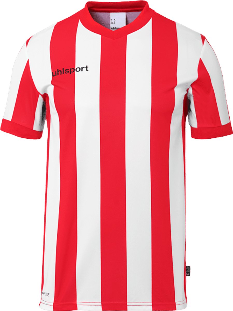 899x1200-18 Uhlsport Stripe 2.0 Shirt Korte Mouw Heren - Rood / Wit | Maat: M - Afbeelding 1
