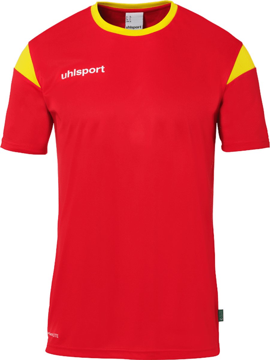 901x1200-35 Uhlsport Squad 27 Shirt Korte Mouw Kinderen - Rood / Geel | Maat: 128 - Afbeelding 1