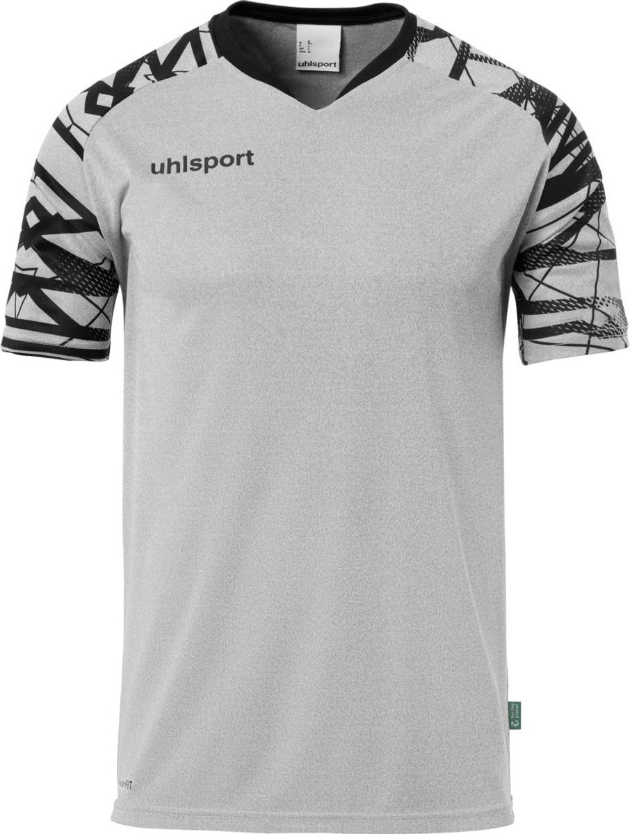 906x1200-33 Uhlsport Goal 25 Shirt Korte Mouw Heren - Donkergrijs Gemeleerd / Zwart | Maat: M - Afbeelding 1