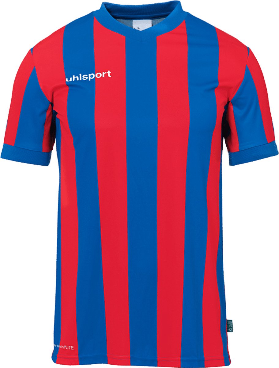 911x1200-44 Uhlsport Stripe 2.0 Shirt Korte Mouw Heren - Royal / Rood | Maat: S - Afbeelding 1