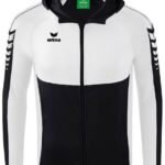Erima Six Wings Trainingsjack Met Capuchon Kinderen - Zwart / Wit | Maat: 164