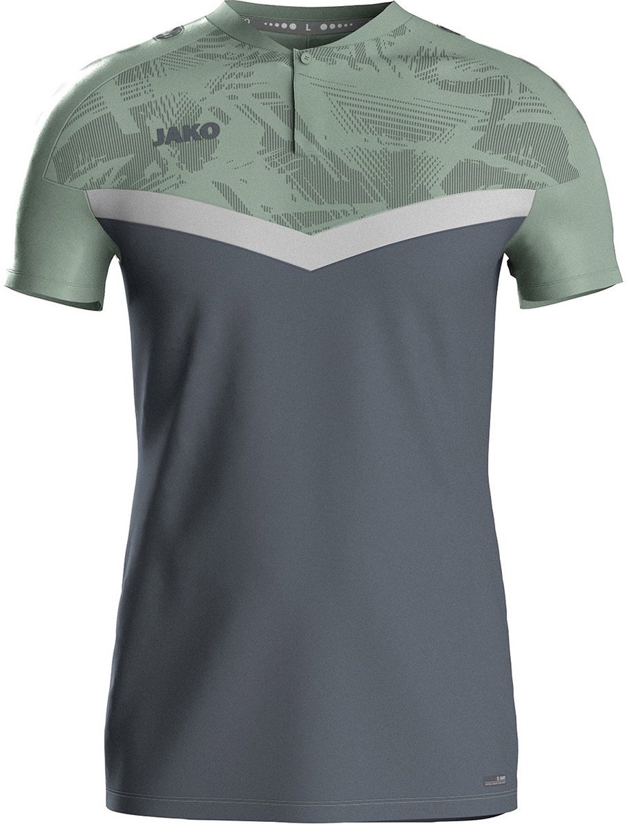 913x1200-74 Jako Iconic Polo Heren - Zachtgrijs / Mintgroen / Antra Light | Maat: XL - Afbeelding 1