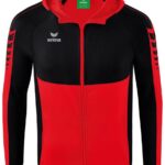 Erima Six Wings Trainingsjack Met Capuchon Kinderen - Rood / Zwart | Maat: 128