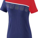 Erima 5-C T-Shirt Dames - New Navy / Rood / Wit | Maat: 48