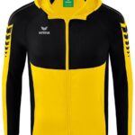 Erima Six Wings Trainingsjack Met Capuchon Kinderen - Geel / Zwart | Maat: 152