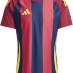Adidas Striped 24 Shirt Korte Mouw Heren - Bordeaux / Navy / Geel | Maat: S