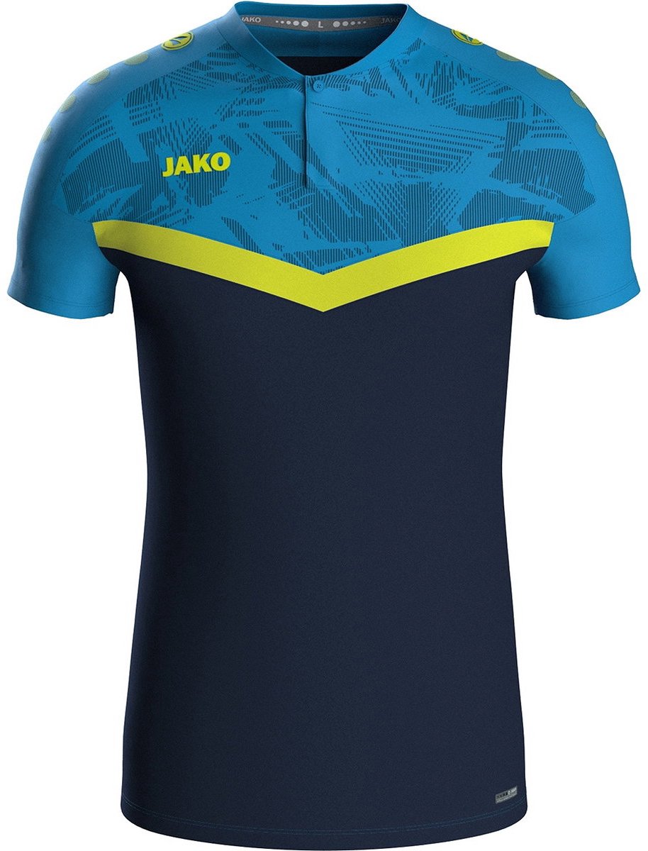 914x1200-277 Jako Iconic Polo Heren - Marine / Jako Blauw / Fluogeel | Maat: L - Afbeelding 1
