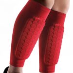 Scheenbeschermers voor voetbal - Scheenbeschermers voor ski's - Lichtgewicht kuitbescherming - Maat M -Rood-Een paar