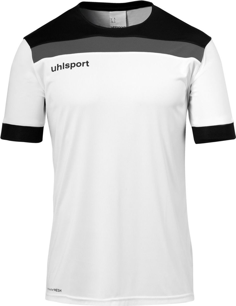 925x1200-27 Uhlsport Offense 23 Shirt Korte Mouw Heren - Wit / Zwart / Antraciet | Maat: XL - Afbeelding 1