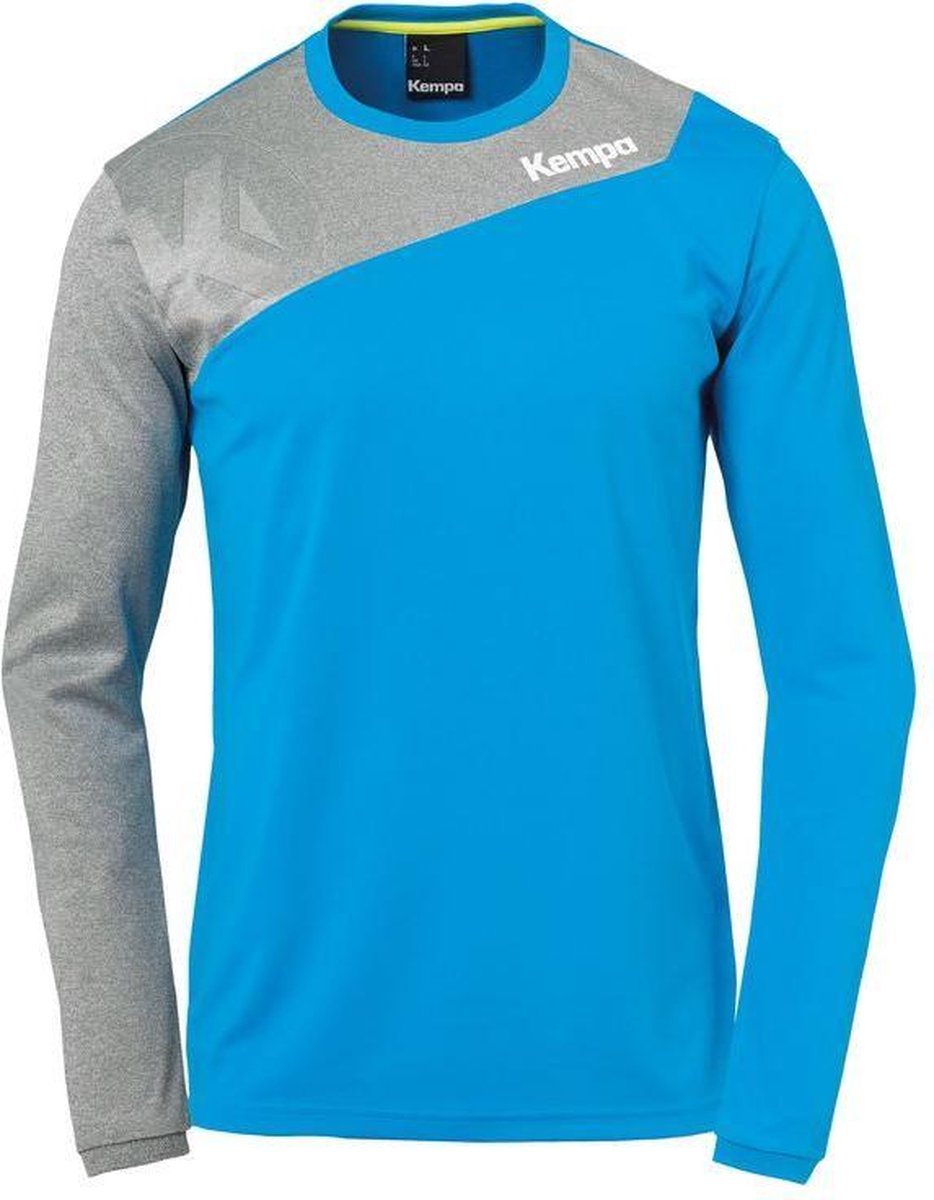 934x1200-23 Kempa Core 2.0 Longsleeve Kempablauw-Donker Grijs Melange Maat XL - Afbeelding 1