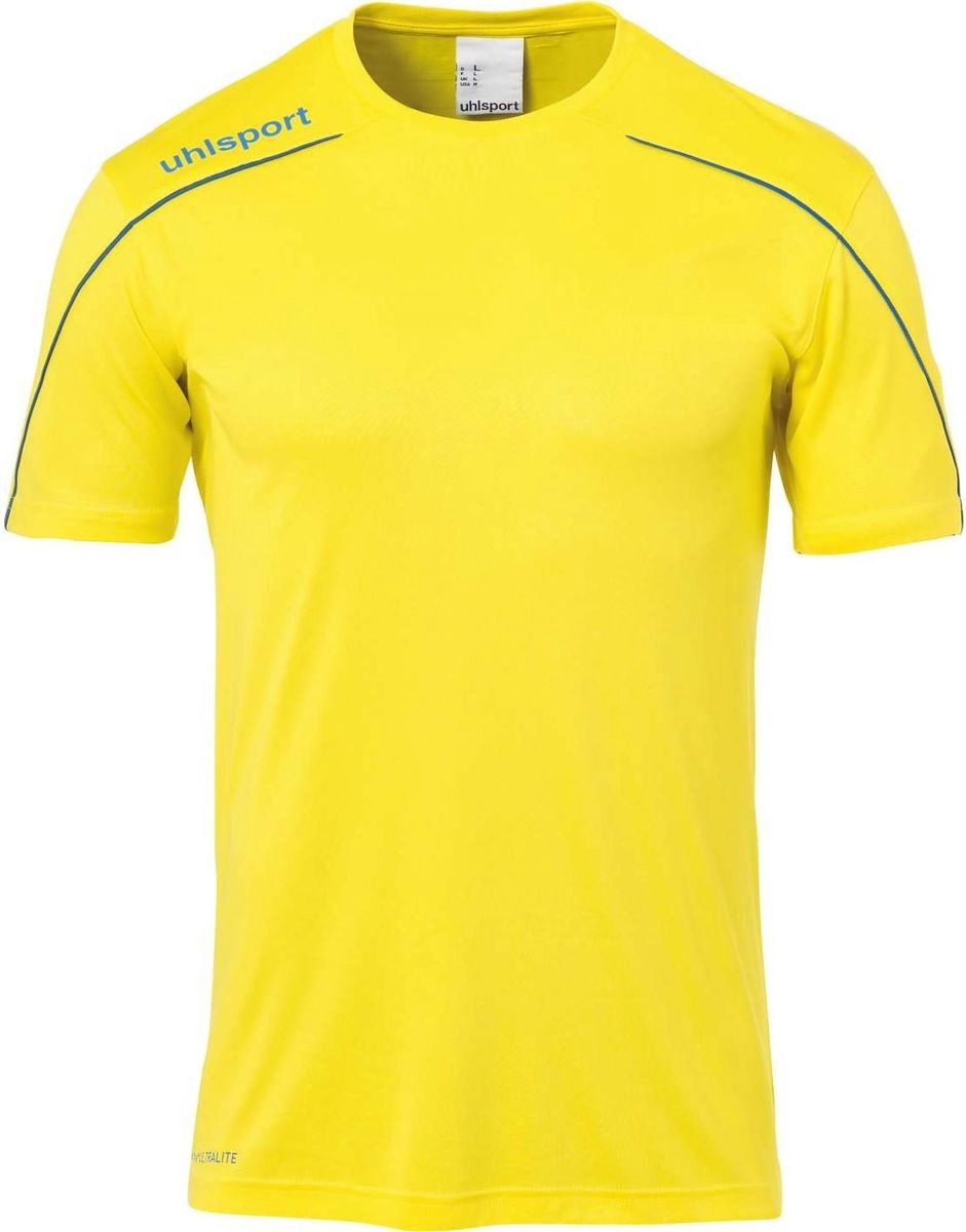 941x1200-52 Uhlsport Stream 22 Shirt Korte Mouw Kinderen - Geel / Royal | Maat: 116 - Afbeelding 1
