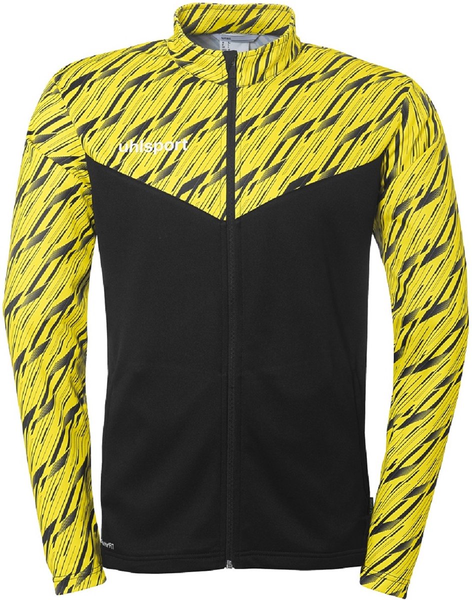 944x1200-69 Uhlsport Trainingsjacke Progressive 28 Poly Jacke 1002269 Schwarz/Limonengelb-XL - Afbeelding 1