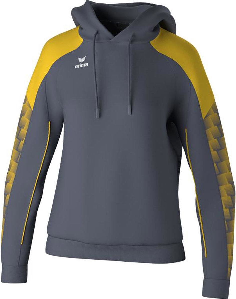 946x1200-224 Erima Evo Star Sweatshirt Met Capuchon Dames - Grijs / Geel | Maat: 44 - Afbeelding 1