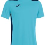 Joma Championship VI Shirt Korte Mouw Kinderen - Fluor Turquoise / Marine | Maat: 164