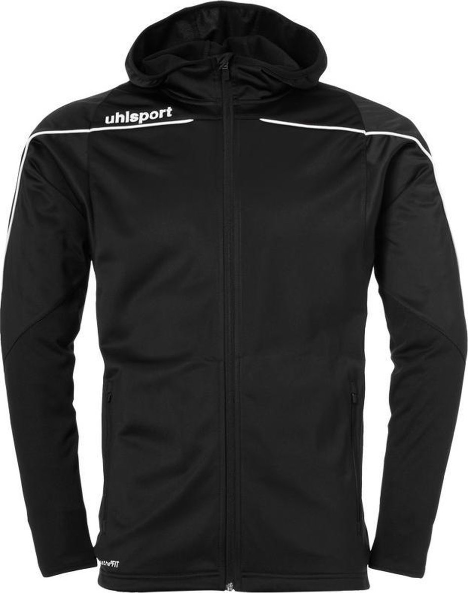 947x1200-19 Uhlsport Stream 22 Trainingsjas Met Capuchon Kind Zwart-Wit Maat 140 - Afbeelding 1