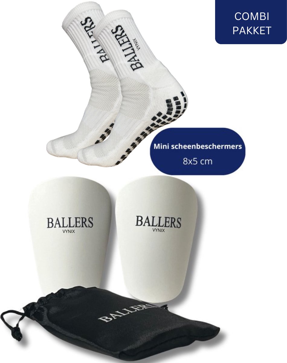 950x1200-35 Vynix Ballers - Mini Scheenbeschermers - EXTREEM Klein! Mini Scheenbeschermers Voetbal - Gripsokken - 8x5cm - Scheenbeschermers - Met opbergzakje - Mini Shinpads - Scheenbeschermers - Wit - Sport Sokken - Afbeelding 1