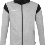 Uhlsport Squad 27 Jas Met Kap Kinderen - Donkergrijs Gemeleerd / Zwart | Maat: 140