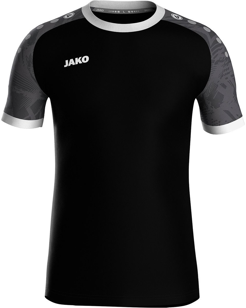 958x1200-1 Jako Iconic Shirt Korte Mouw Kinderen - Zwart / Antraciet | Maat: 116 - Afbeelding 1