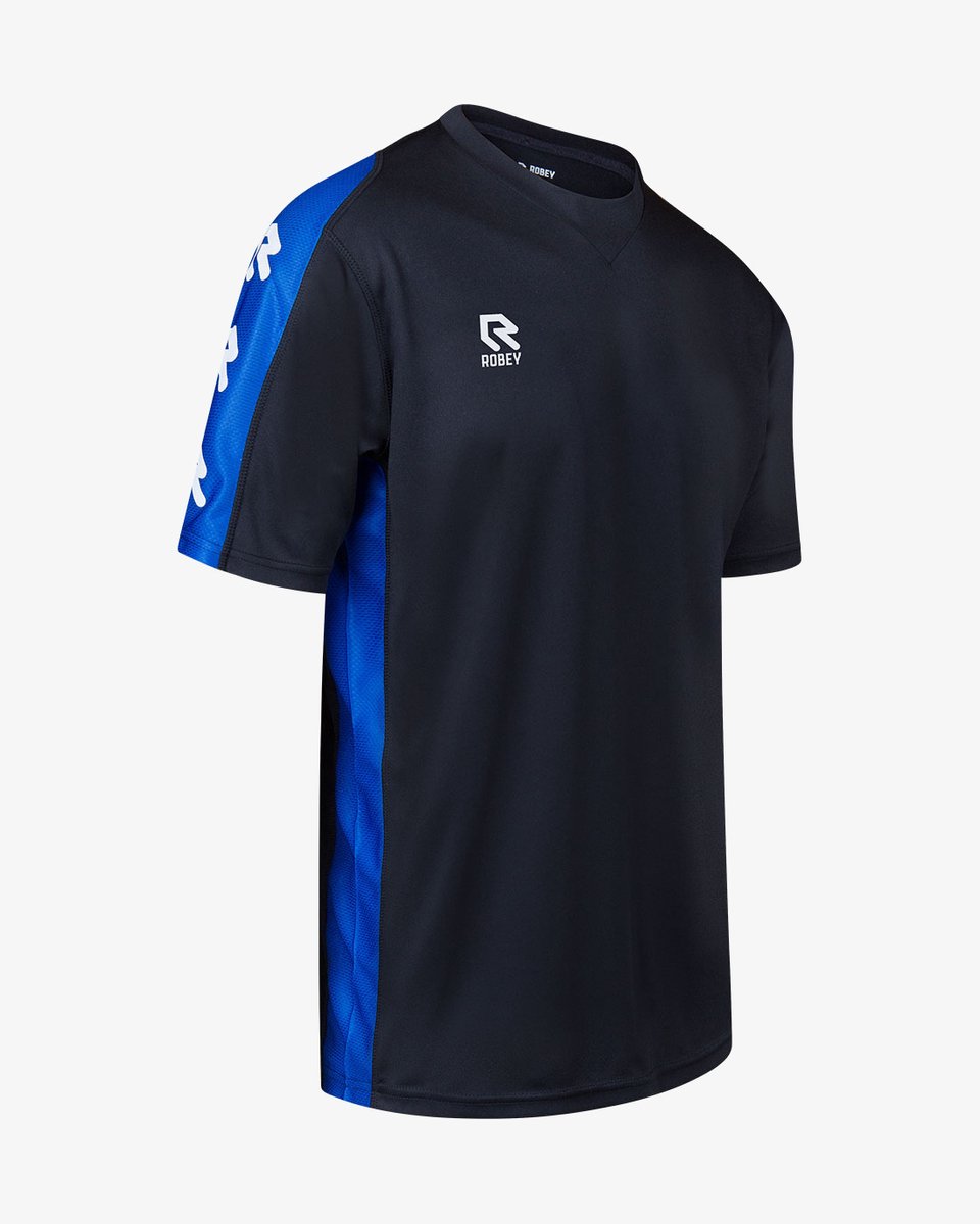 960x1200-189 Robey Performance Shirt Korte Mouw Kinderen - Zwart / Royal | Maat: 128 - Afbeelding 1