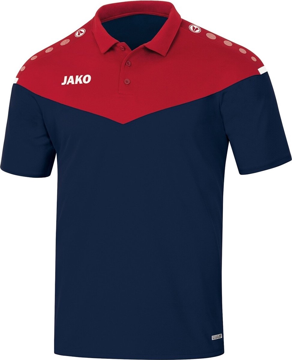 973x1200-16 Jako Champ 2.0 Polo Dames - Marine / Chilirood | Maat: 40 - Afbeelding 1