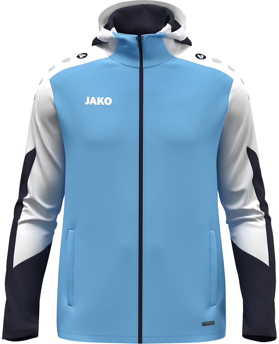 976x1200-163 Jako Dynamic Jas Met Kap Kinderen - Hemelsblauw / Wit / Marine | Maat: 128 - Afbeelding 1