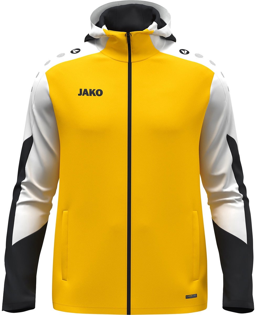 976x1200-50 Jako Dynamic Jas Met Kap Kinderen - Geel / Wit / Zwart | Maat: 140 - Afbeelding 1