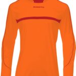 Masita | Keepershirt Heren & Dames Lange Mouwen - Elleboogpolstering - Soepele Lichte Stof - 100% Polyester - NEON ORANGE/RED - 128
