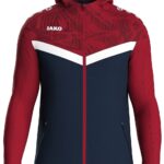 Jako Iconic Jas Met Kap Heren - Marine / Chilirood | Maat: 4XL