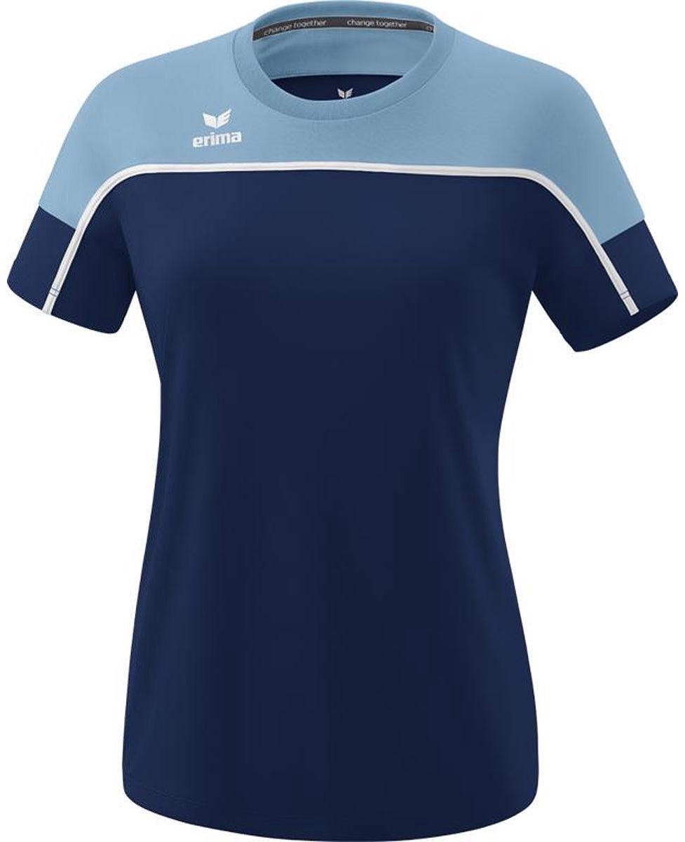 977x1200-127 Erima Change T-Shirt Dames - New Navy / Faded Denim / Wit | Maat: 36 - Afbeelding 1