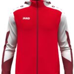 Jako Dynamic Jas Met Kap Kinderen - Rood / Wit / Donkerrood | Maat: 140
