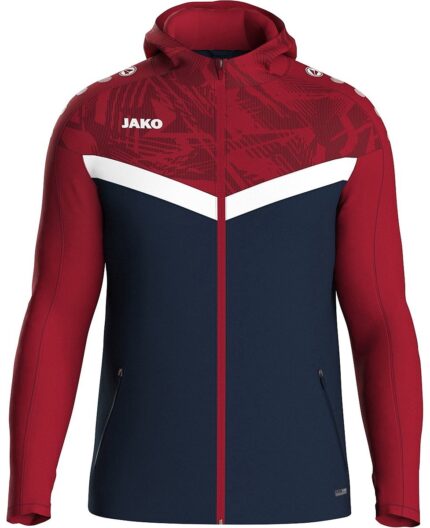 Jako Iconic Jas Met Kap Heren - Marine / Chilirood | Maat: L