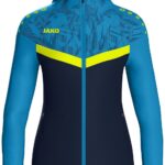 Jako Iconic Jas Met Kap Dames - Marine / Jako Blauw / Fluogeel | Maat: 42