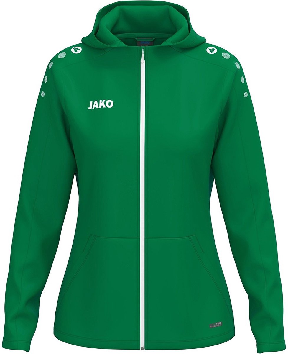 977x1200-402 Jako One Jas Met Kap Dames - Sportgroen | Maat: 34/36 - Afbeelding 1