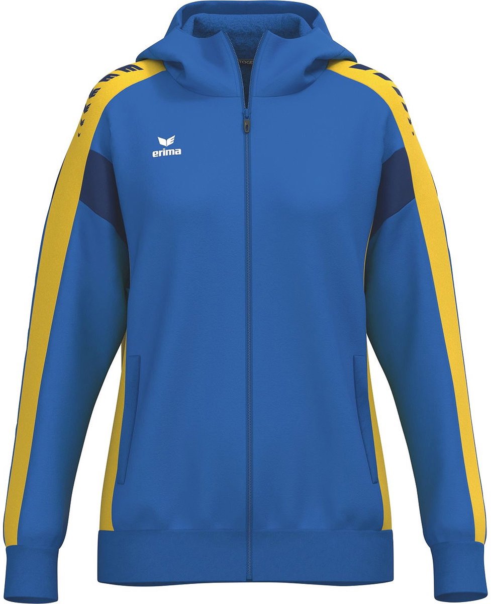 977x1200-41 Erima Celebrate 125 Trainingsjack Met Capuchon Dames - New Royal / Geel | Maat: 42 - Afbeelding 1