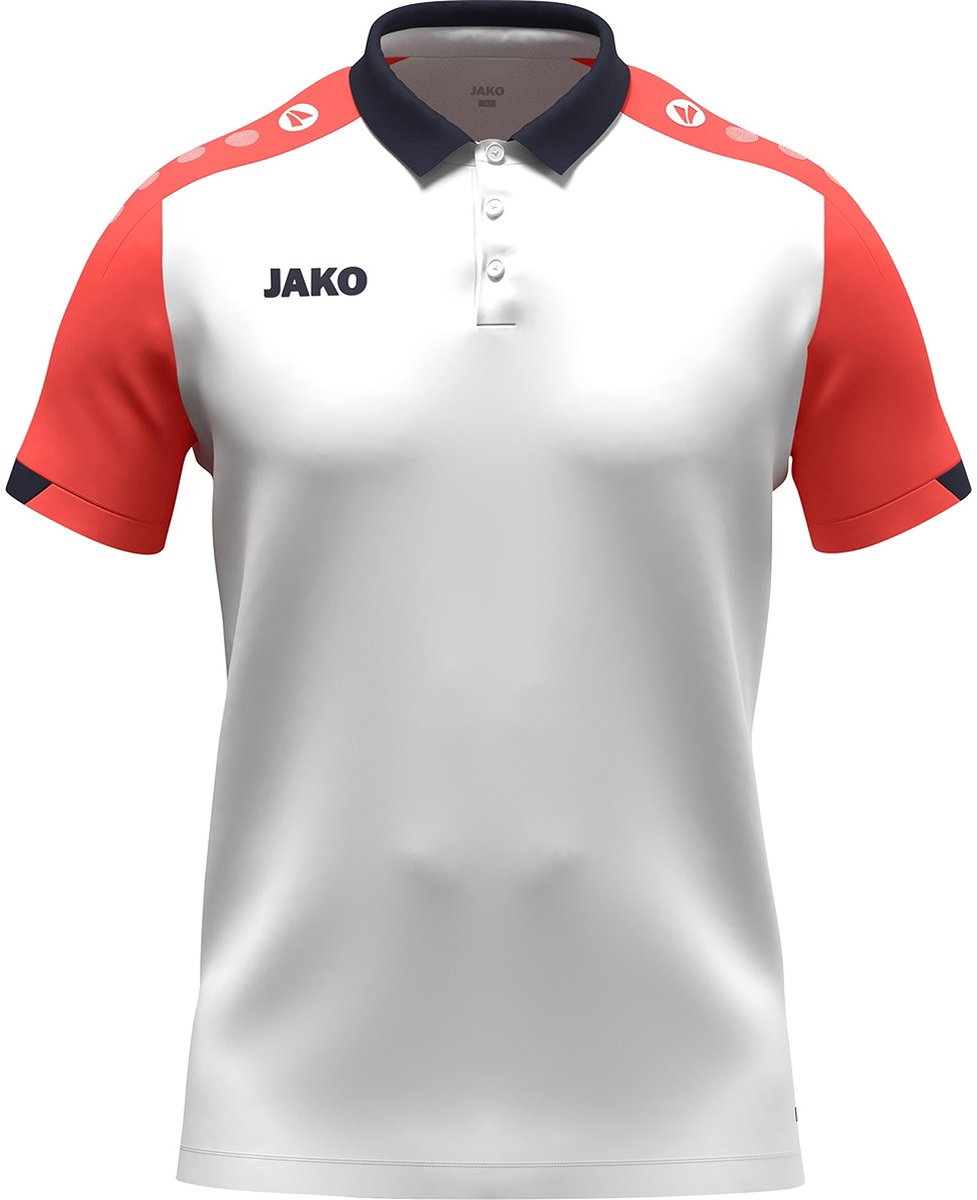 977x1200-410 Jako Dynamic Polo Heren - Wit / Koraal / Marine | Maat: 3XL - Afbeelding 1