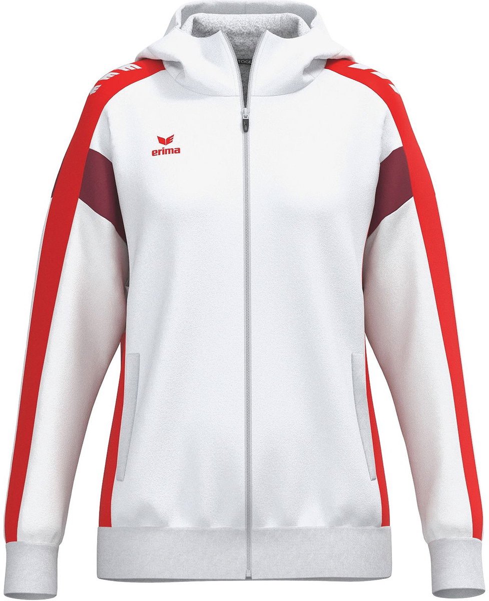 977x1200-419 Erima Celebrate 125 Trainingsjack Met Capuchon Dames - Wit / Rood | Maat: 40 - Afbeelding 1